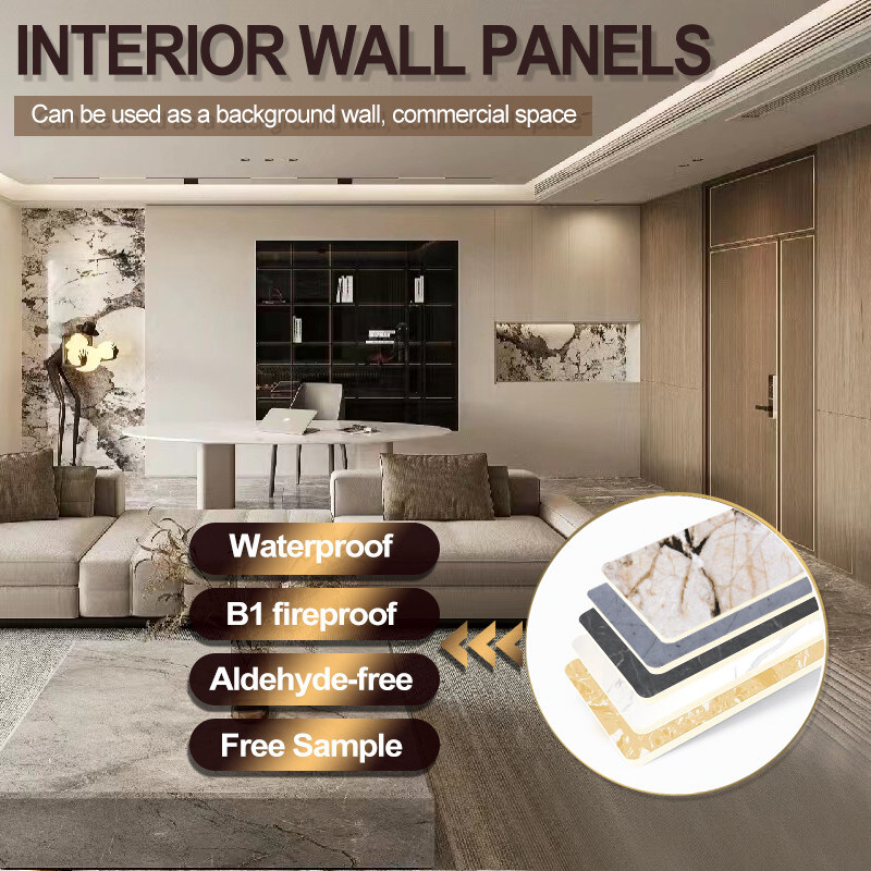 Panneaux de placage en bois de bambou de bois de bois de bois Panneaux de mur de marbre décoratif intérieur