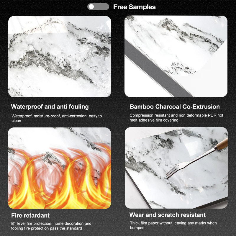 Salle de séjour en PVC imperméable à l'eau et au feu en bambou en charbon de bois avec un matériau écologique