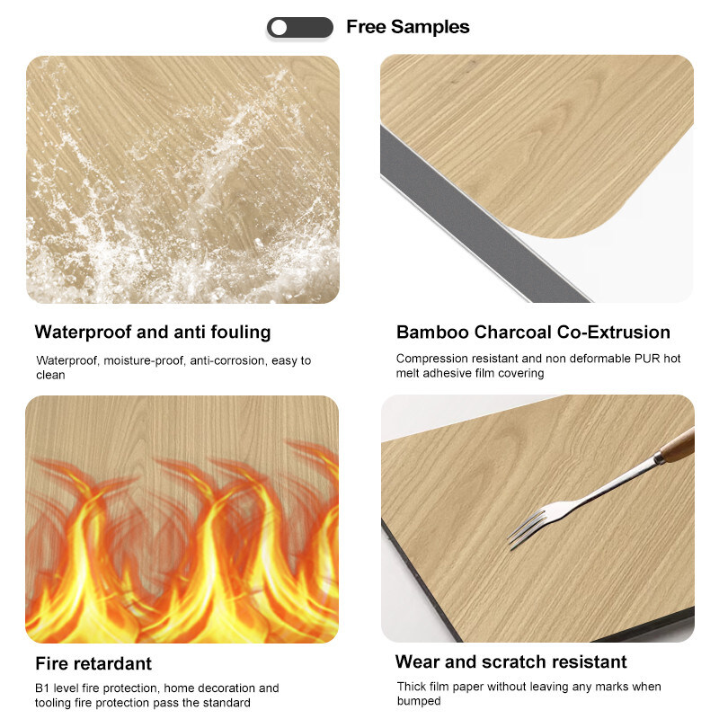 Bambous résistant à l'humidité Charbon de bois Planche murale feuille de bois pour la décoration de luxe moderne