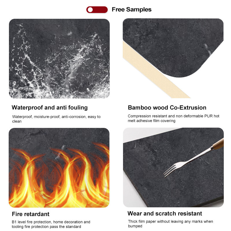 Niveau B de classification incendie planche murale en bambou au charbon de bois pour la décoration moderne de luxe