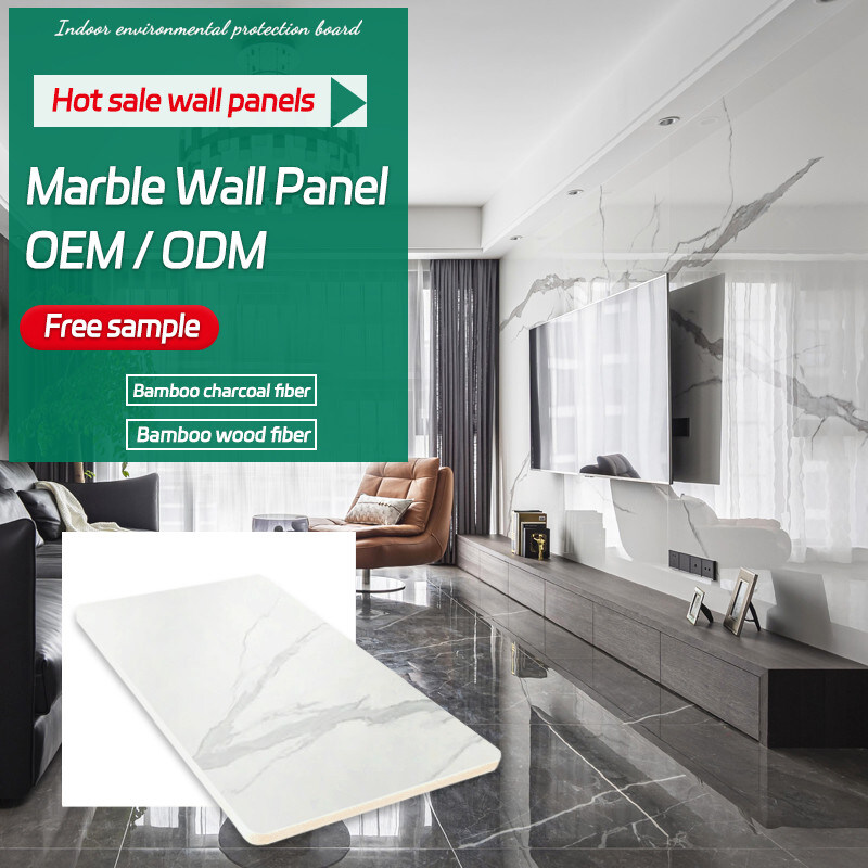 Panneaux en bois de marbre imperméables et étanches à l'humidité de la décoration TV de mur à la maison de fond de placage de mur