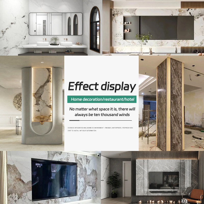 Panneaux en bois de marbre imperméables et étanches à l'humidité de la décoration TV de mur à la maison de fond de placage de mur
