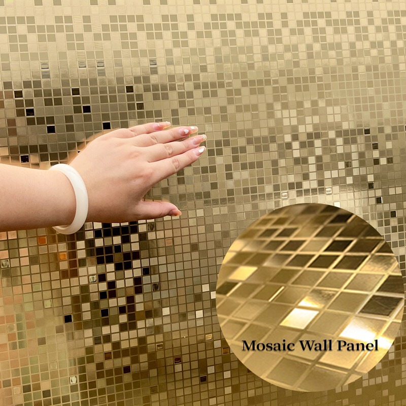 Nouveau produit de haute qualité Panneau de placage en bois co-extrudé en métal doré mosaïque en bambou charbon de bois