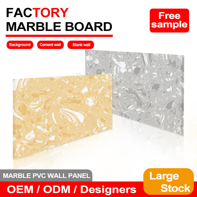 Panneau de marbre murale de 5 mm de haute brillance moderne et attrayant pour la feuille de marbre PVC intérieure