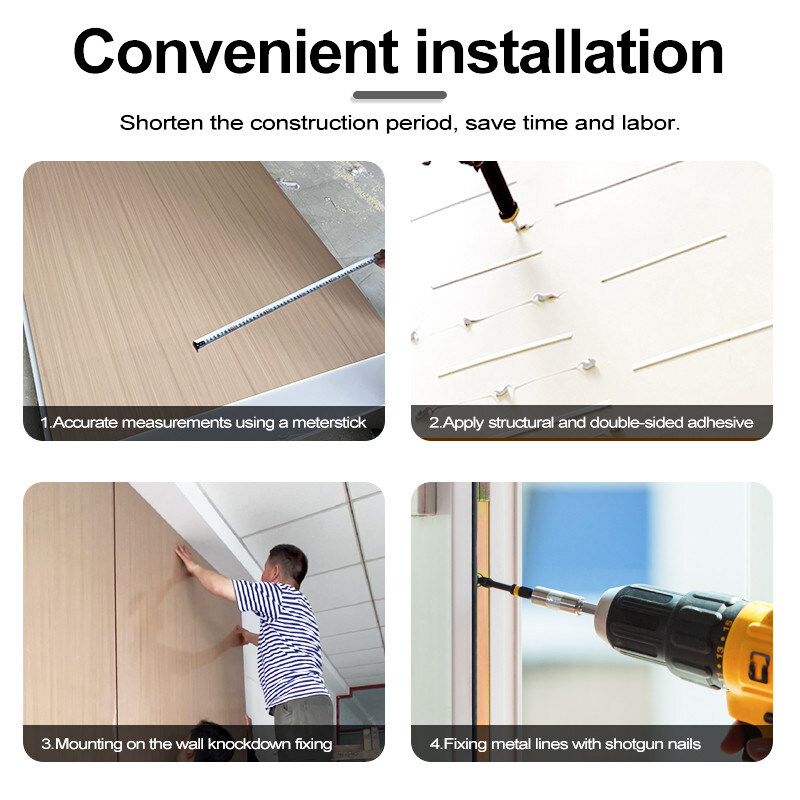 5 mm / 8 mm décoratif intérieur PVC feuille de marbre de bambou Charbon de bois