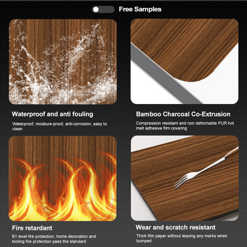 1.22m largeur panneau de bois moderne panneau de bambou charbon de bois marbre pour l'industrie hôtelière