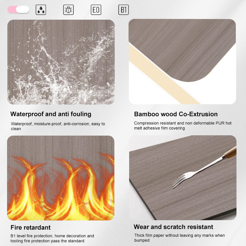 PUR Collage de bambou Carbone de bois Panneaux muraux en PVC de haute qualité Panneaux muraux Décoration intérieure