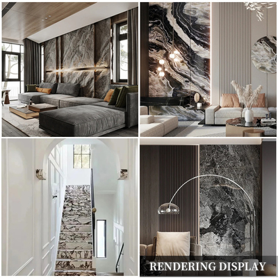 ODM d'OEM en bambou de panneaux de revêtement de PVC de Grey Marble de charbon de bois de place
