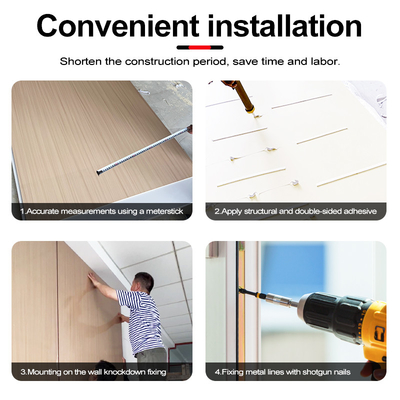 Environnemental Bambous charbon de bois placage intérieur panneau mural en marbre PET