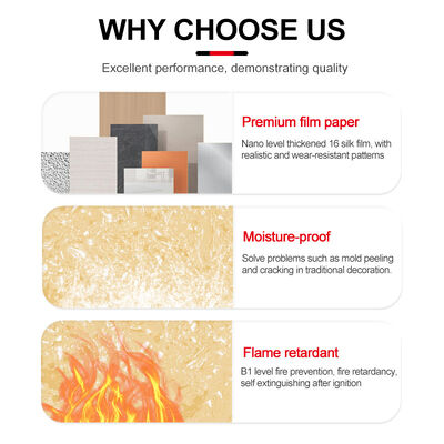 Panneau de marbre murale de 5 mm de haute brillance moderne et attrayant pour la feuille de marbre PVC intérieure