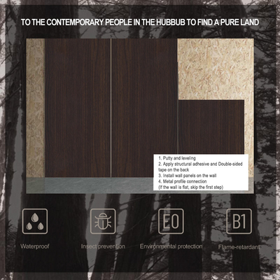 Bambous Charbon de bois Faisceau de bois de grain Bois de bois de charbon Panneau mural en PVC étanche