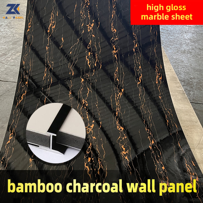 Panneau de mur en bambou de marbre à haute brillance de charbon de bois d'ANIMAL FAMILIER des ventes directes 1.22*2.44 M d'usine